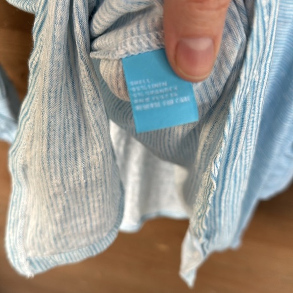 J. McLaughlin blue and white linen women’s button up shirt size XL - Picture 4 of 4